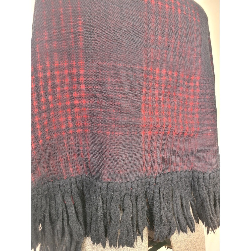 Vintage 50s 60s Shawl Wrap Black And Red Angoras Of Abercorn Knit One Size - Picture 8 of 14